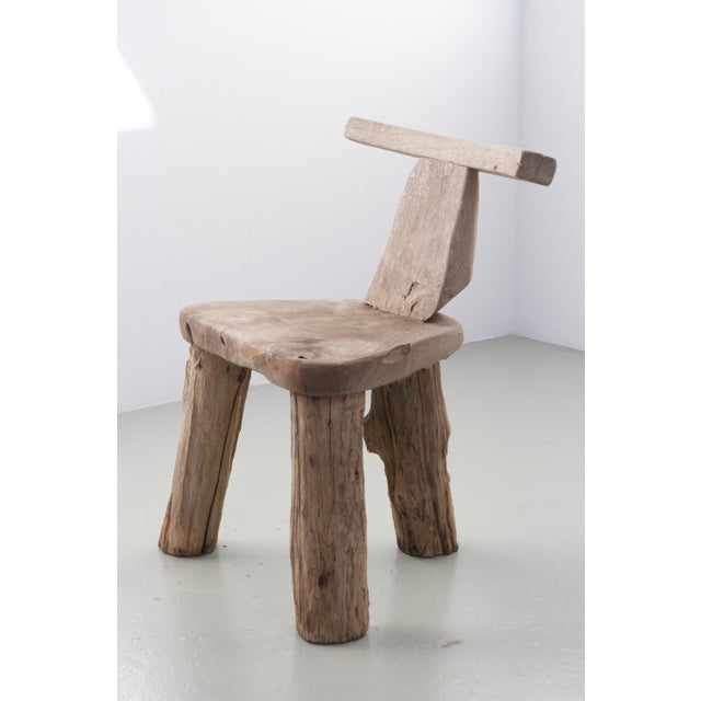 Primitive Elm T Tripod Side Chair, Denmark, 1970s For Sale - Image 17 of 17
