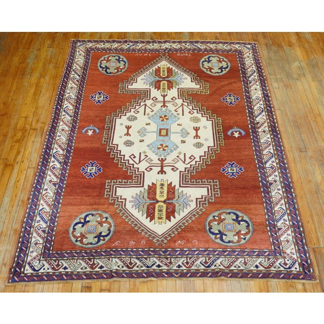 Madder Red Armenian Antique Rug, Dated 1940 - 6'5" x 9'1" For Sale - Image 14 of 18