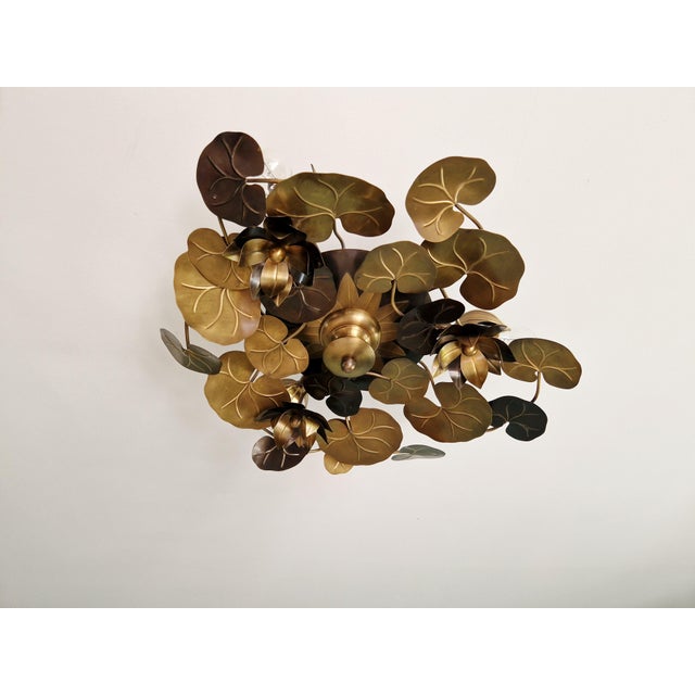 Mid-Century Modern Hollywood Regency Style Brass Ceiling Light from Maison Jansen, 1970s For Sale - Image 3 of 13