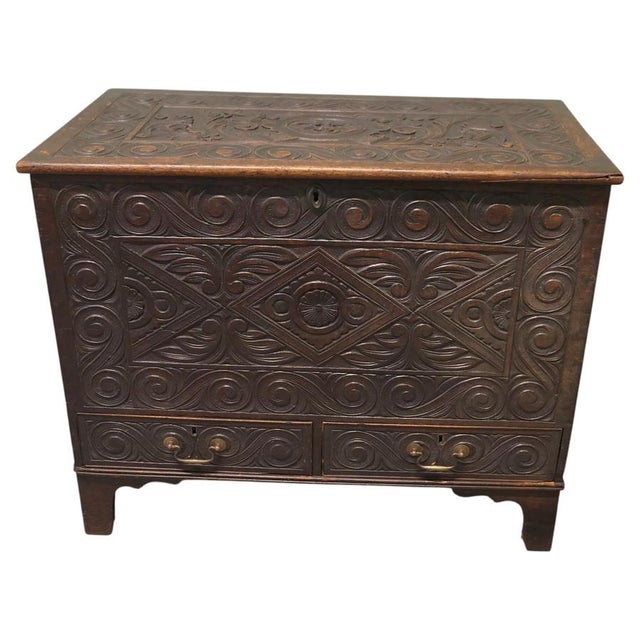 Brown Carved Oak Mule Chest For Sale - Image 8 of 8