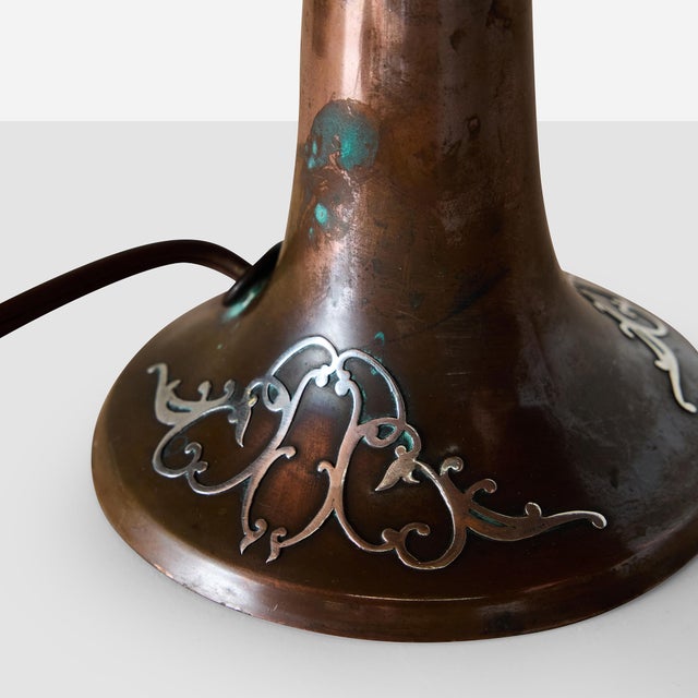 1910s Arts & Crafts Sterling-on-Bronze Table Lamp For Sale In San Francisco - Image 6 of 8