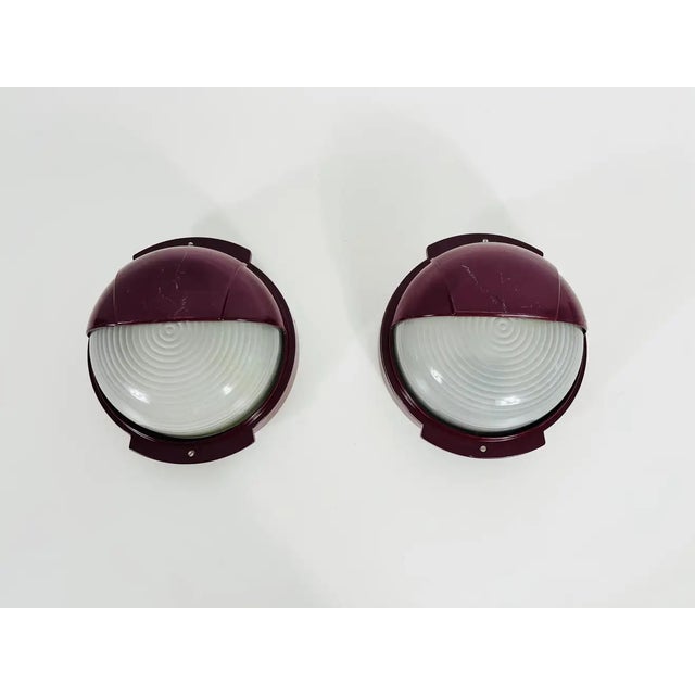 1960s Midcentury Metal and Glass Wall Lamps, Italy, 1960s - A Pair For Sale - Image 5 of 12