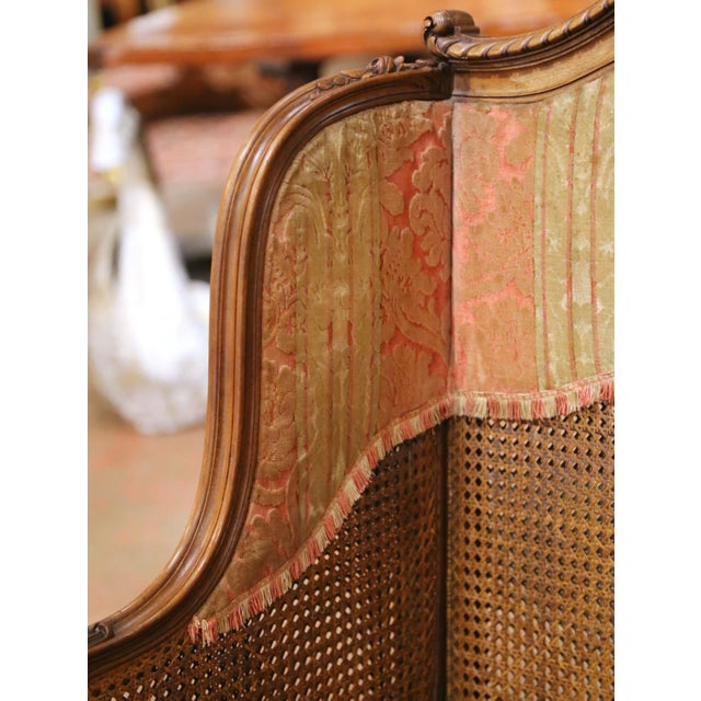 Brown 19th Century French Louis XV Carved Walnut Caned Chaise Lounge For Sale - Image 8 of 12