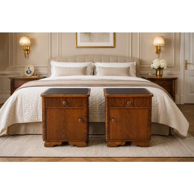 Mid-20th Century Art Deco Bedside Tables, Poland, 1950s, Set of 2 For Sale - Image 10 of 10