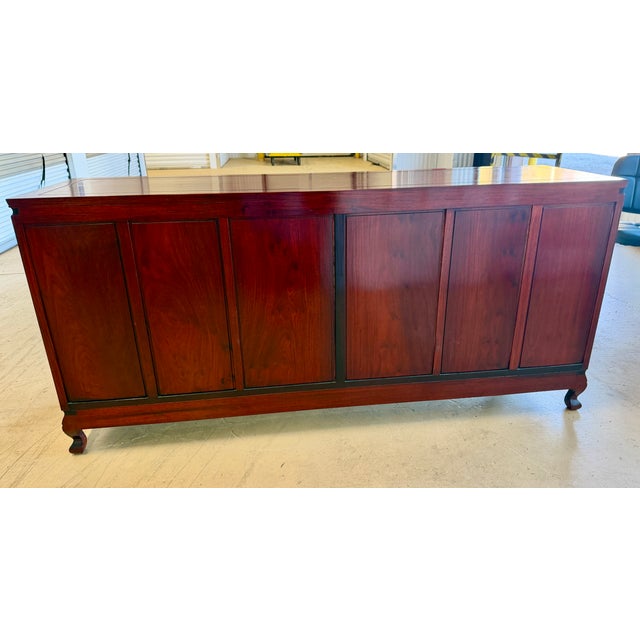 Vintage Chinese Carved Rosewood Dresser With Freestanding Floor Mirror – 2 Pieces For Sale - Image 10 of 18