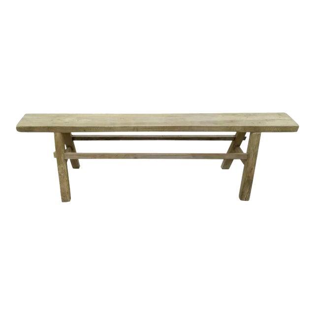 Mid-Century Vintage Weathered Natural Wood Country Board Bench For Sale