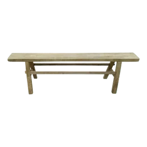 Mid-Century Vintage Weathered Natural Wood Country Board Bench