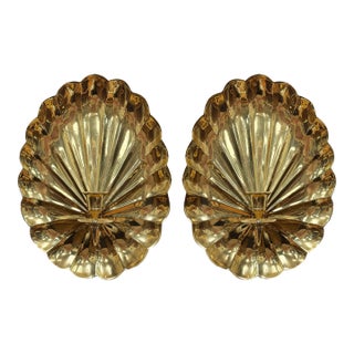 Vintage Hollywood Regency Style Brass Candle Wall Sconces, a Pair For Sale