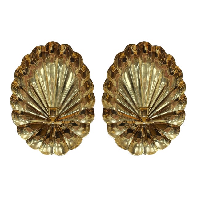 Vintage Hollywood Regency Style Brass Candle Wall Sconces, a Pair For Sale