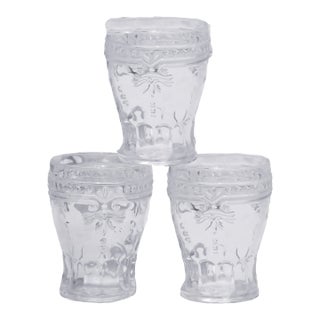 French Pressed Glass Bistro Glasses, Set of 3 For Sale