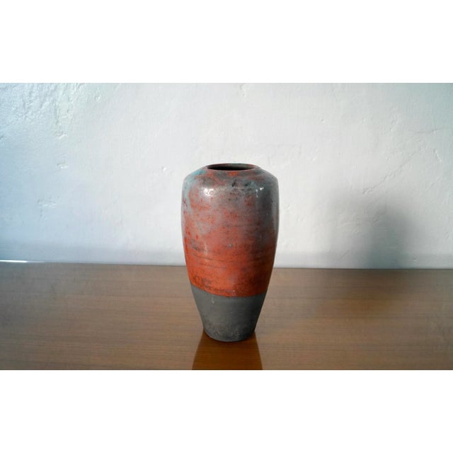 California Pottery 1960’s Mid-Century Modern Mark Hines Raku Pottery Signed Vase For Sale - Image 4 of 12