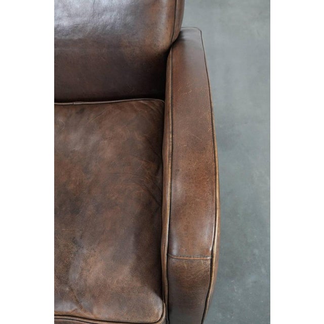 Brown Vintage Brown Sheepskin Armchair For Sale - Image 8 of 15