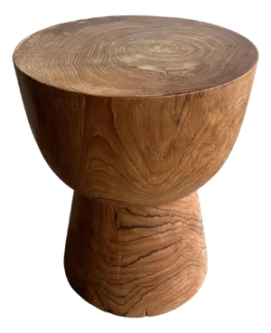 Sculptural Teak Wood Side Table, With Stunning Wood Textures, Modern Organic