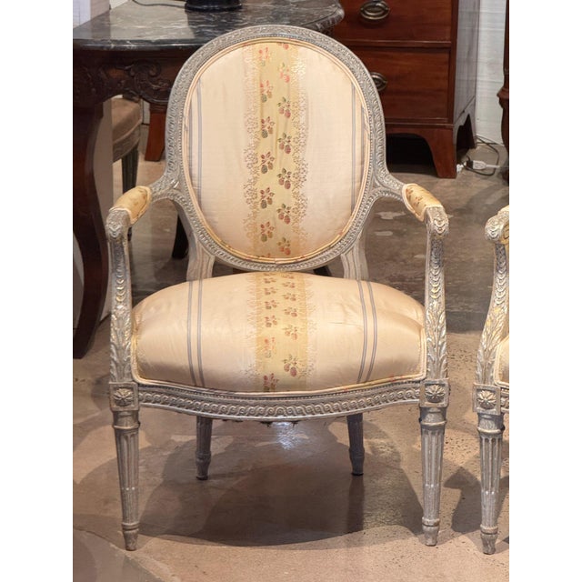 Pair of Louis XVI Fauteuils For Sale - Image 4 of 14