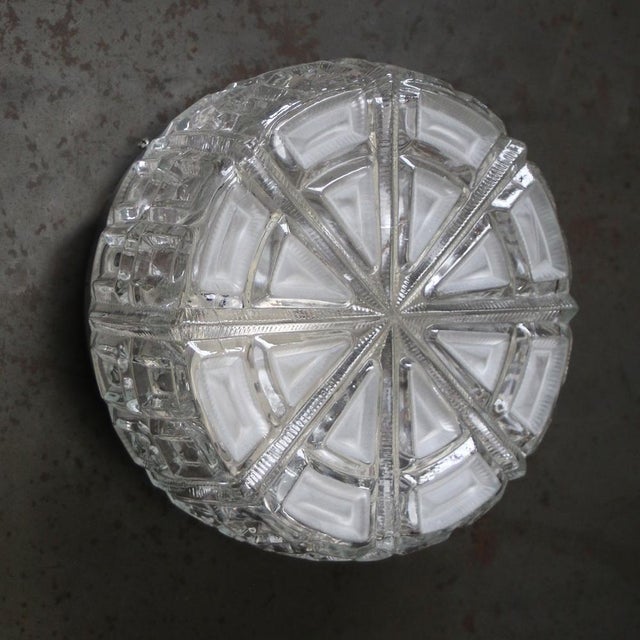 Vintage Round Clear Glass Flush Mount For Sale - Image 6 of 8