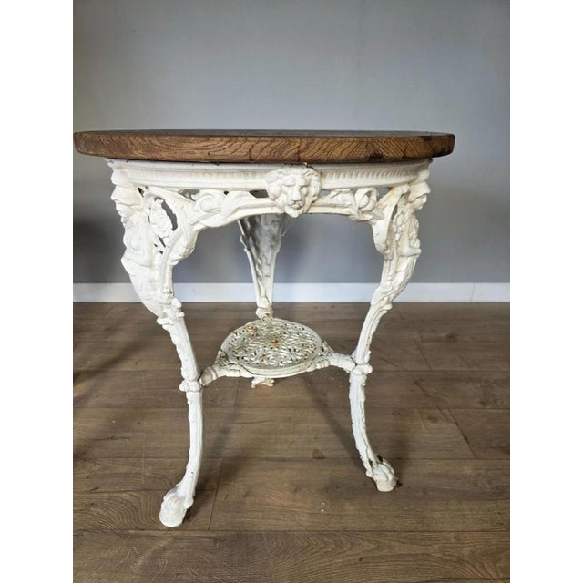 Wood Victorian Britannia Pub Tables in Cast Iron with Oak Tops, Set of 2 For Sale - Image 7 of 11