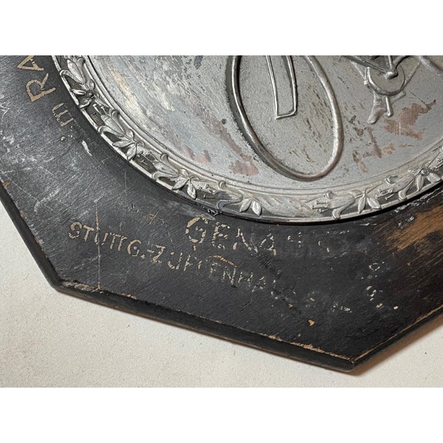 Rare Antique German Sieger Bicycle Plated Metal Wood Hand Painted Trophy Award For Sale - Image 9 of 13