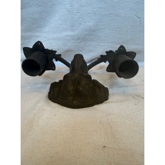 Cast Iron Victorian Wall Sconce Candle Holders Dog Face and Decorative For Sale - Image 4 of 8
