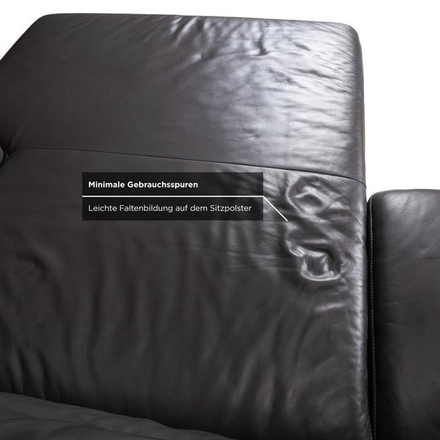 Monroe Leather Corner Sofa in Grey Anthracite and Wood Brown with Right Chaise Lounge and Manual Function from Koinor For Sale - Image 14 of 18