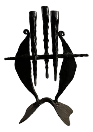 David Palombo, Brutalist Hand Forged Iron Sculpture Candelabra Candle Stick Israeli Art Palombo, c.1950's