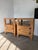 A vintage pair of solid oak bedside tables from the 1950s, reminiscent of the designs of guillerme and chambron. we love...