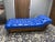 Art Deco Antique Oak Tufted Fainting Couch in Royal Blue Chaise Lounge Daybed For Sale - Image 3 of 7