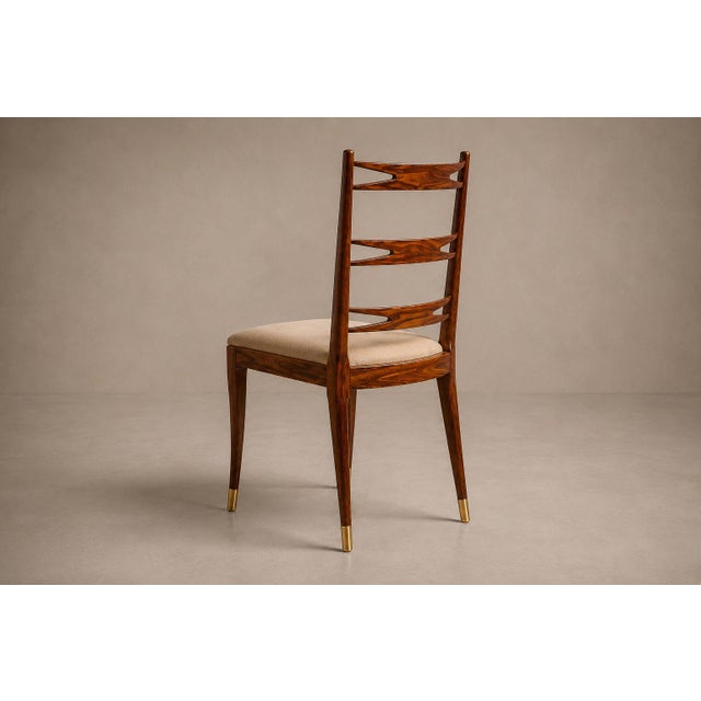 Set of Eight Brazilian Modern Dining Chairs in Caviúna & Warm Ivory Mohair, Giuseppe Scapinelli, 1950s For Sale In New York - Image 6 of 18