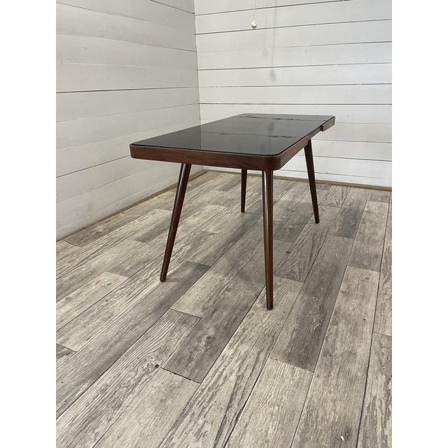 Vintage Coffee Table with Black Glass by Jiri Jiroutek for Interieur Praha, 1960 For Sale - Image 3 of 8