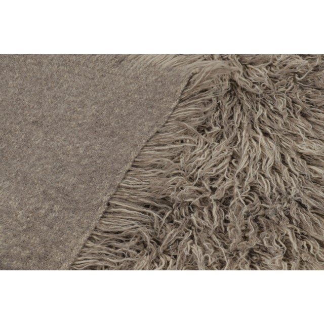 Textile Vintage Tulu Shag Rug in Gray With Subtle Stripes - Rug & Kilim For Sale - Image 7 of 7