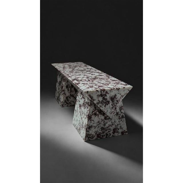 Marlene Bench in Epoxy Resin and Leather Fragments by Wedo For Sale - Image 6 of 8