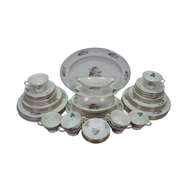American 1930s Pickard Ravenswood Maria 237 Rose Swag Dinnerware China Set - 58 pcs For Sale - Image 3 of 17