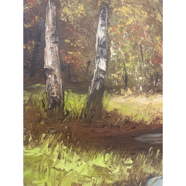 Vintage Traditional Impressionist Still Life Autumn Landscape Original Oil Painting, Chartreuse, Copper, Orange For Sale - Image 11 of 11