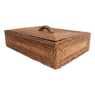 Handmade Bamboo & Braided Seagrass Box For Sale