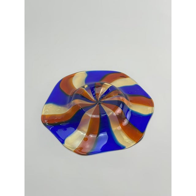 Glass Murano Striped Glass Candy Dish from Fratelli Toso, Italy, 1970s For Sale - Image 7 of 10