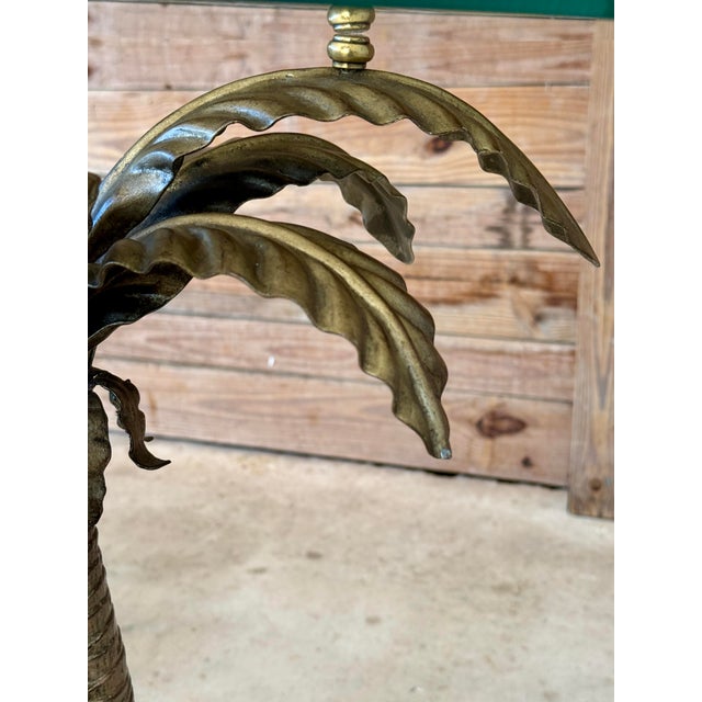 Vintage Regency Marge Carson Gilt Palm Tree Table With Marble Base and Glass Top For Sale In Naples, FL - Image 6 of 12