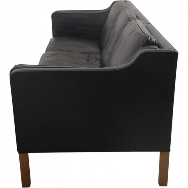 Moel 2213 3-Seater Sofa in Black Leather by Børge Mogensen, 2001 For Sale - Image 18 of 18