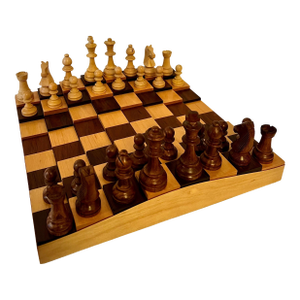 3 Dimensional Wooden Chess or Checker Board with Chess Players