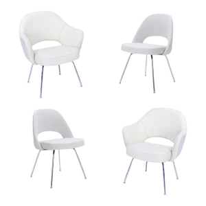 Eero Saarinen Knoll Executive Dining Chair/Armchairs With Tubular Legs, Set of Four