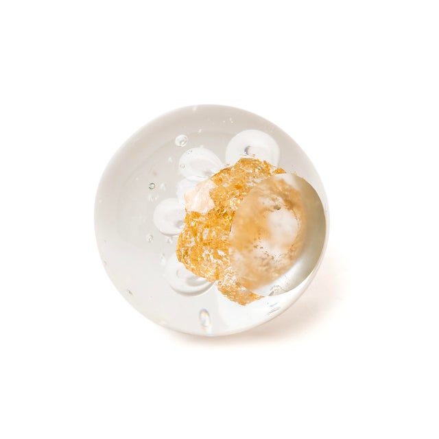 Pair of Signed Coralla Gold Art Glass Paperweights For Sale - Image 10 of 10