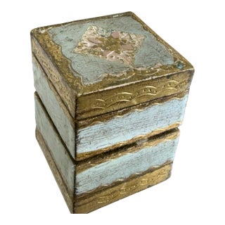 Vintage 1950s Florentine Decorative Wooden Box, Italy For Sale