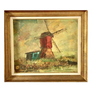 Roger Vandenbulcke, Windmill, 1950s, Oil on Canvas, Framed For Sale