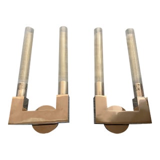 Restoration Hardware Cannele Bronze Sconces – Sculptural Fluted Wall Lights - a Pair For Sale