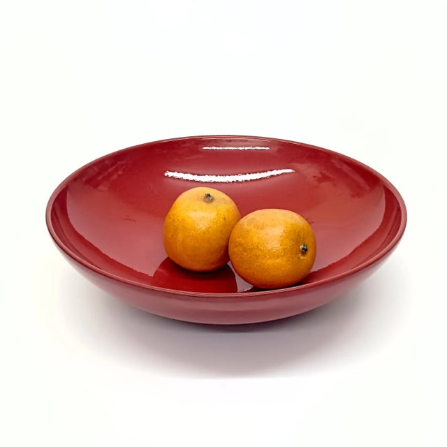 Mid-Century Modern Oversized Red Ceramic Serving Bowl by Waechtersbach Germany For Sale - Image 3 of 9