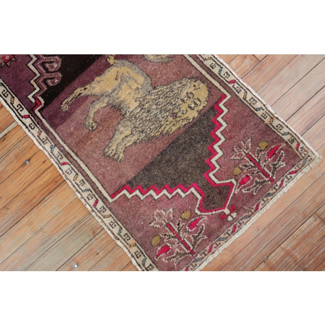 Mid 20th Century Lion Turkish 20th Century Wool Rug For Sale - Image 5 of 6