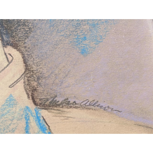 Late 20th Century Vintage 1980s Modern Pastel Portrait Signed For Sale - Image 5 of 10