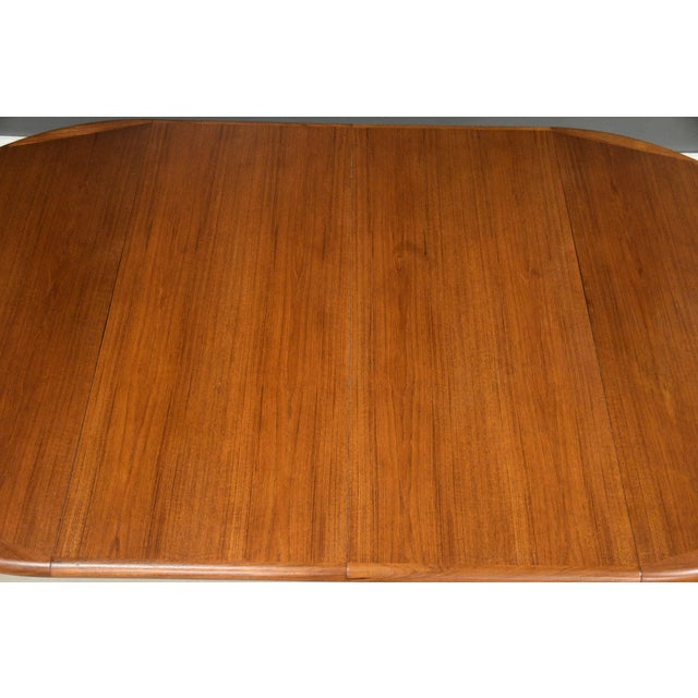 Wood 1960s Refinished Round to Oval Danish Modern Teak Dining Table For Sale - Image 7 of 11