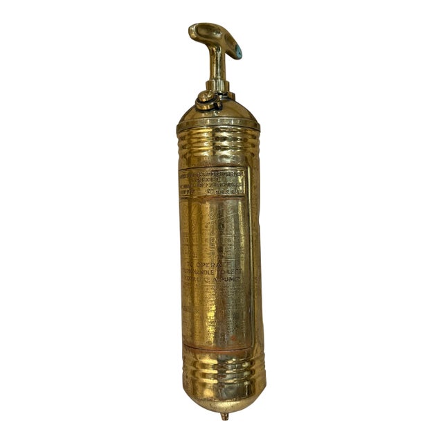Antique Pyrene Brass Fire Extinguisher Vintage For Sale