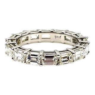 3.86 Ct Emerald Cut East West Eternity Ring Size 6 For Sale
