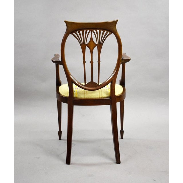 Early 20th Century Edwardian Sheraton Revival Mahogany Armchairs, 1900, Set of 2 For Sale - Image 5 of 9