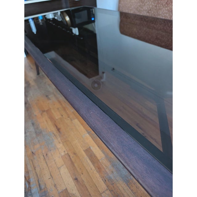 Wood Ceccotti Collezioni “Sevenmiles” Dining Table by Roberto Lazzeroni, American Walnut With Bronzed Glass Top For Sale - Image 7 of 10